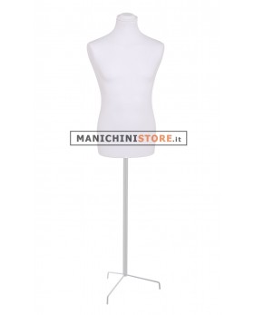Busto uomo in tessuto Bianco con base treppiede bianca