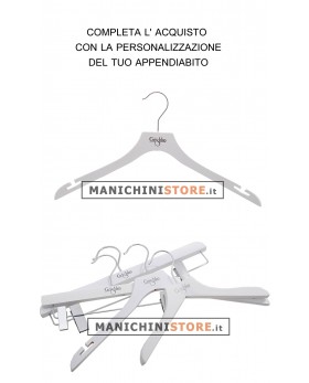 Gruccia legno con taglio a spallina cm.42 x cm.1  - Bianco Venato
