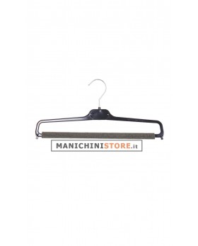 Gruccia appendiabito portapantalone 35 cm. Plastica Nera con spugna