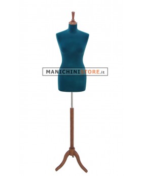 Busto sartoriale donna in velluto blu treppiede noce