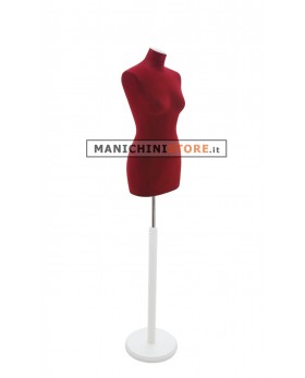 Busto sartoriale donna vellutato bordeaux base tonda bianca