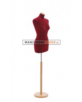 Busto sartoriale donna vellutato bordeaux base tonda frassino