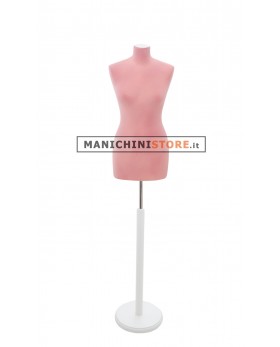 Busto sartoriale donna vellutato rosa base tonda bianca