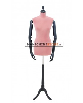 Busto sartoriale donna in velluto rosa con braccia treppiede nero