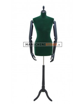 Busto sartoriale donna velluto verde con braccia treppiede nero