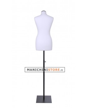 Busto donna in tessuto Bianco con base quadra nera