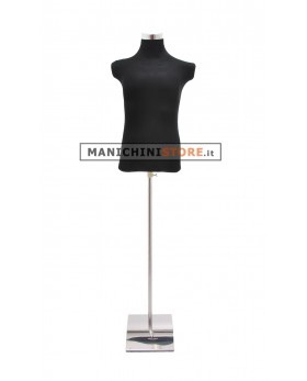 Busto componibile uomo nero con base in metallo
