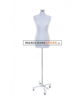 Busto donna tessuto grigio con base Taylor cromata
