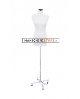Busto donna tessuto bianco con base Taylor cromata