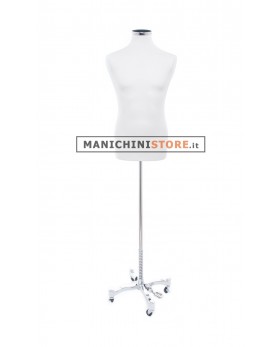 Busto uomo tessuto bianco con base Taylor cromata