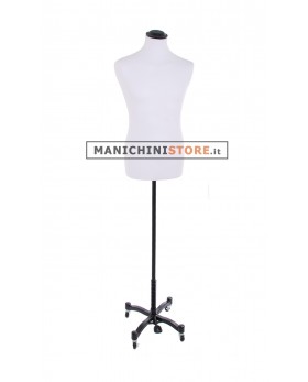 Busto uomo tessuto bianco con base taylor nera