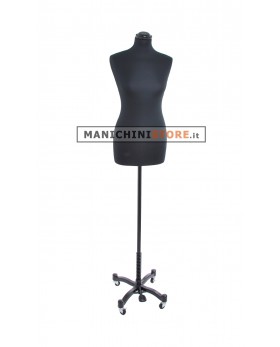 Busto donna tessuto nero con base taylor nera