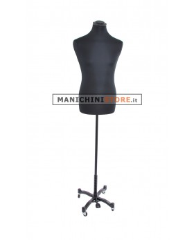 Busto uomo tessuto nero con base taylor nera