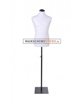 Busto uomo in tessuto Bianco con base quadra nera