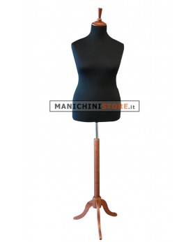 Busto donna sartoriale taglia comoda con base treppiede noce