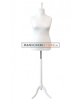 Busto donna sartoriale taglia comoda con base treppiede bianca