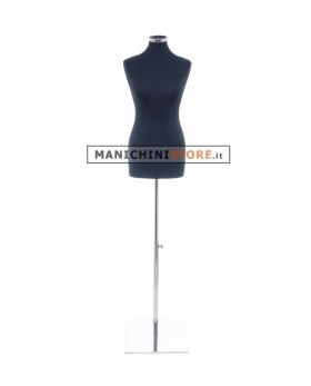 Busto donna in tessuto Nero con base inox cromata
