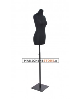 Busto donna in tessuto Nero con base quadra nera