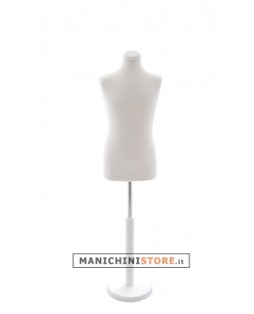 Busto bambino 10-12 anni con base in legno laccato bianco