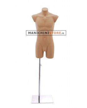Busto manichino uomo carne con base cromata