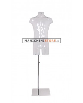 Busto manichino uomo trasparente NEW completo di base