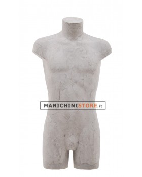 Busto uomo da banco con gambe rivestito in cartapesta Cemento