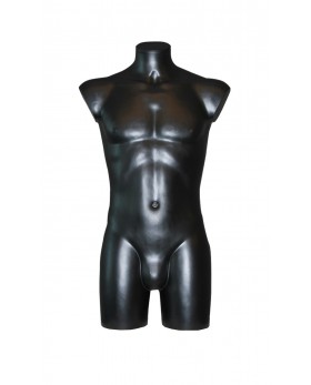 Busto manichino culturista uomo nero senza base