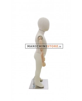 Manichino bambino 3/4 anni in tessuto Sabbia con braccia in legno
