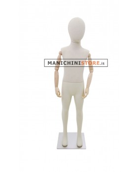 Manichino bambino 6 anni in tessuto Sabbia con braccia in legno