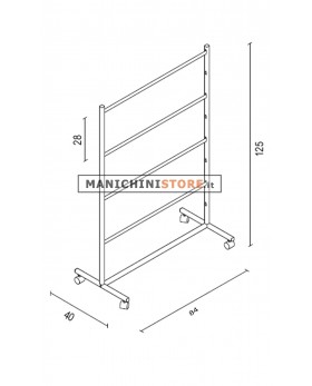 Stender porta appendini a 4 barre -  cm 84