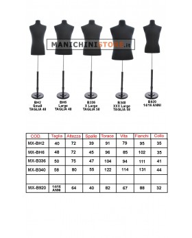 Busto uomo sartoriale professionale con braccia removibili