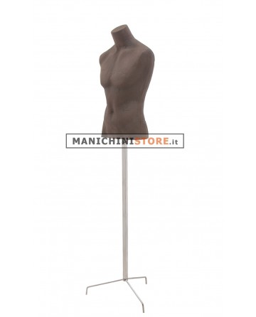 Busto uomo Cuoio in Cartapesta treppiede inox