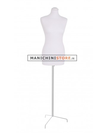 Busto donna in tessuto bianco con base treppiede bianca