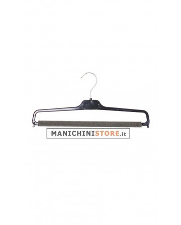 Gruccia appendiabito portapantalone 35 cm. Plastica Nera con spugna