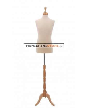 Busto bambino 10-12 anni con base treppiede barocco frassino
