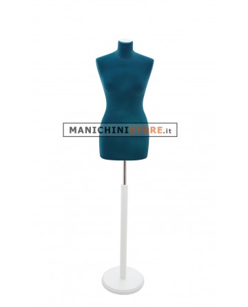 Busto sartoriale donna vellutato blu base tonda bianca