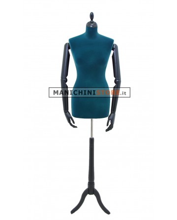 Busto sartoriale donna in velluto blu con braccia treppiede nero