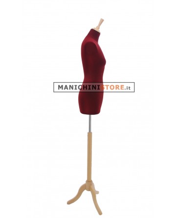 Busto sartoriale donna in velluto bordeaux treppiede frassino