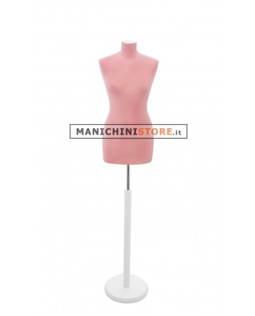 Busto sartoriale donna vellutato rosa base tonda bianca