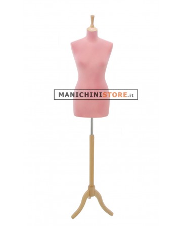 Busto sartoriale donna in velluto rosa treppiede frassino