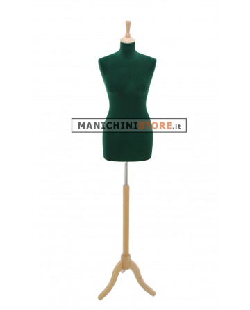 Busto sartoriale donna in velluto verde treppiede frassino