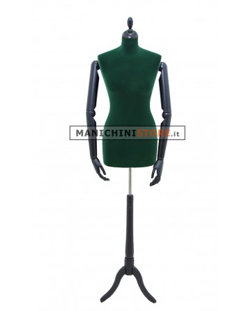 Busto sartoriale donna velluto verde con braccia treppiede nero