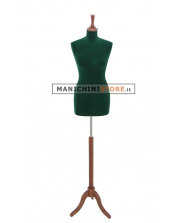 Busto sartoriale donna in velluto verde treppiede noce