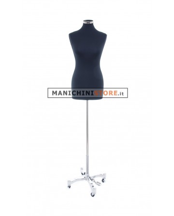 Busto donna tessuto nero  con base Taylor cromata