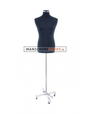 Busto uomo tessuto nero con base Taylor cromata
