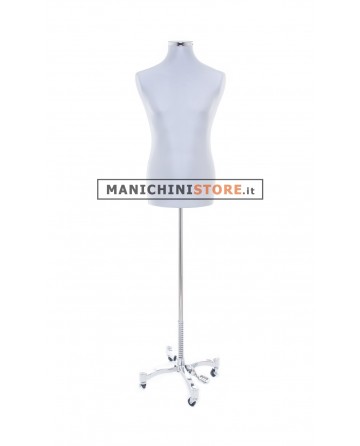 Busto uomo tessuto grigio con base Taylor cromata