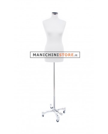 Busto donna tessuto bianco con base Taylor cromata