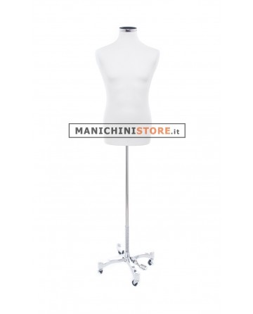 Busto uomo tessuto bianco con base Taylor cromata