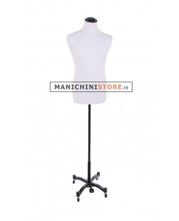 Busto uomo tessuto bianco con base taylor nera