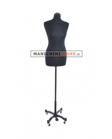 Busto donna tessuto nero con base taylor nera